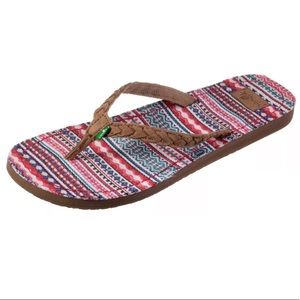 Sanuk Poncho Viva Braided Leather Flip Flops